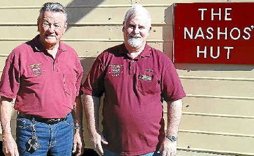 SIXTY YEARS: Brian Bertwhistle and Bob Rodgers at their Mudgeeraba Nashos’ Hut. SIXTY YEARS: Brian Bertwhistle and Bob Rodgers at their Mudgeeraba Nashos’ Hut.